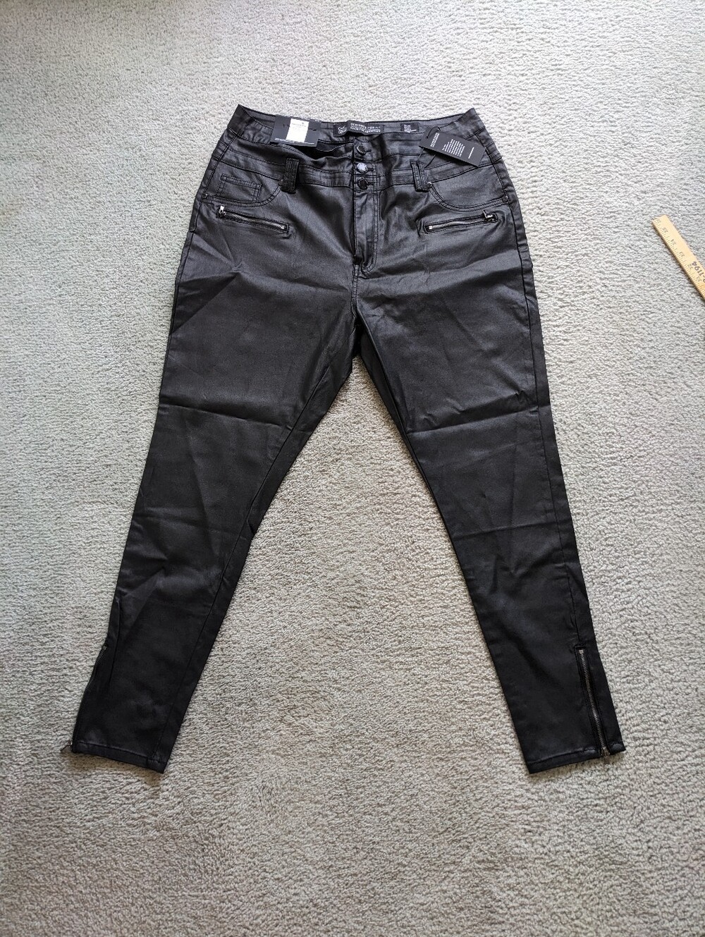 Women's Chic Denim Skylar Coreset Skinny Black Jeans Size 20 Faux Leather